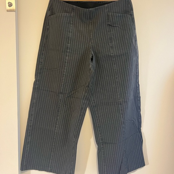 Black Stripped Wide Leg Pants, SIZE L - Picture 1 of 2